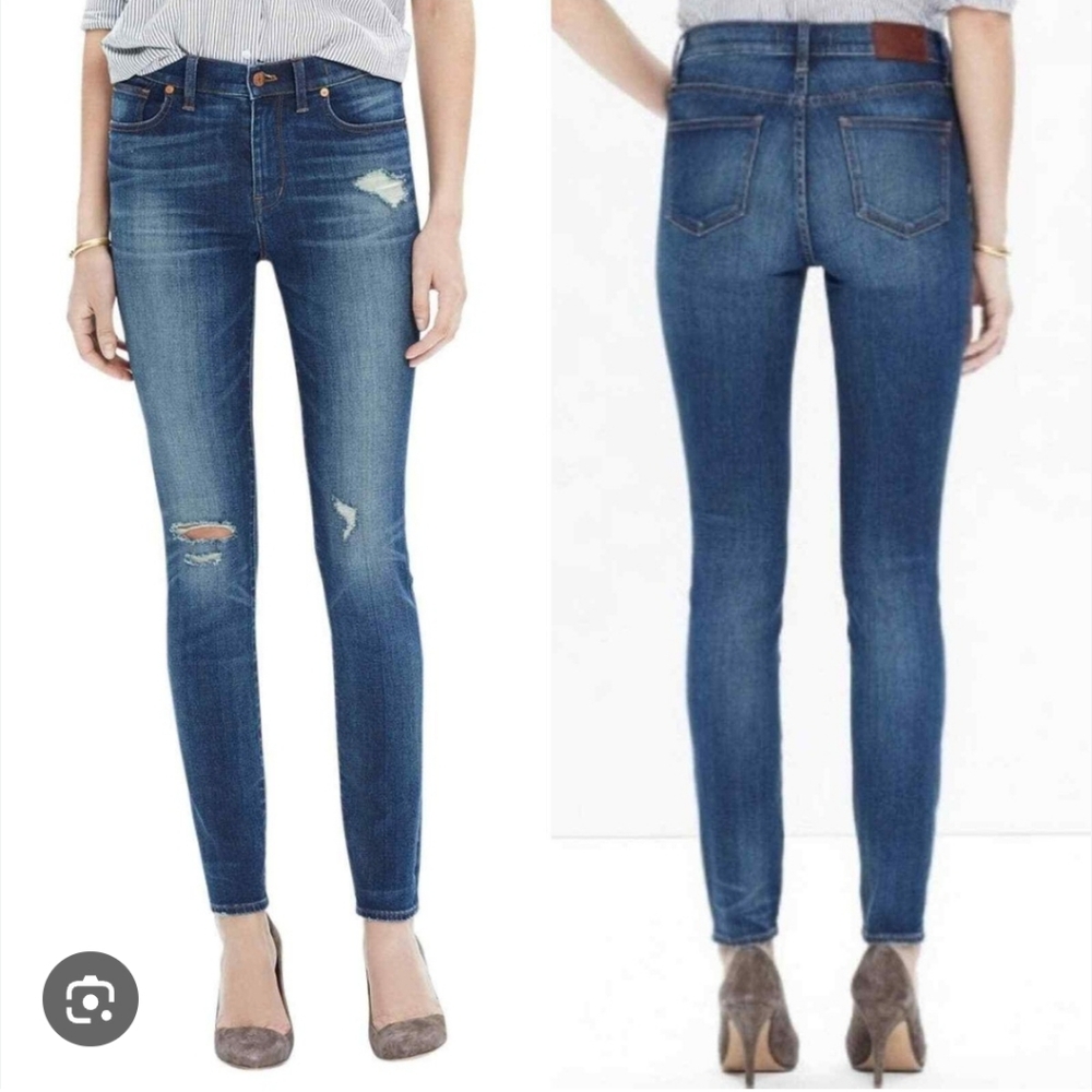 ☀️ Madewell High Riser Distressed Skinny Jeans